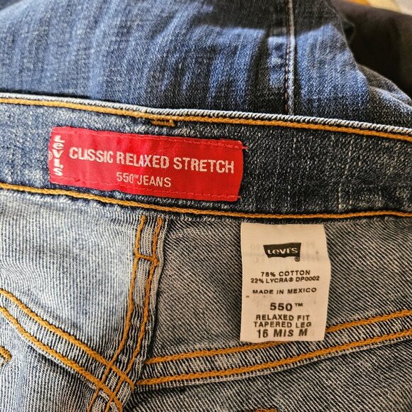 Levi's 550 Classic Relaxed Stretch Premium Denim Blue Jeans - 16M - Picture 6 of 9